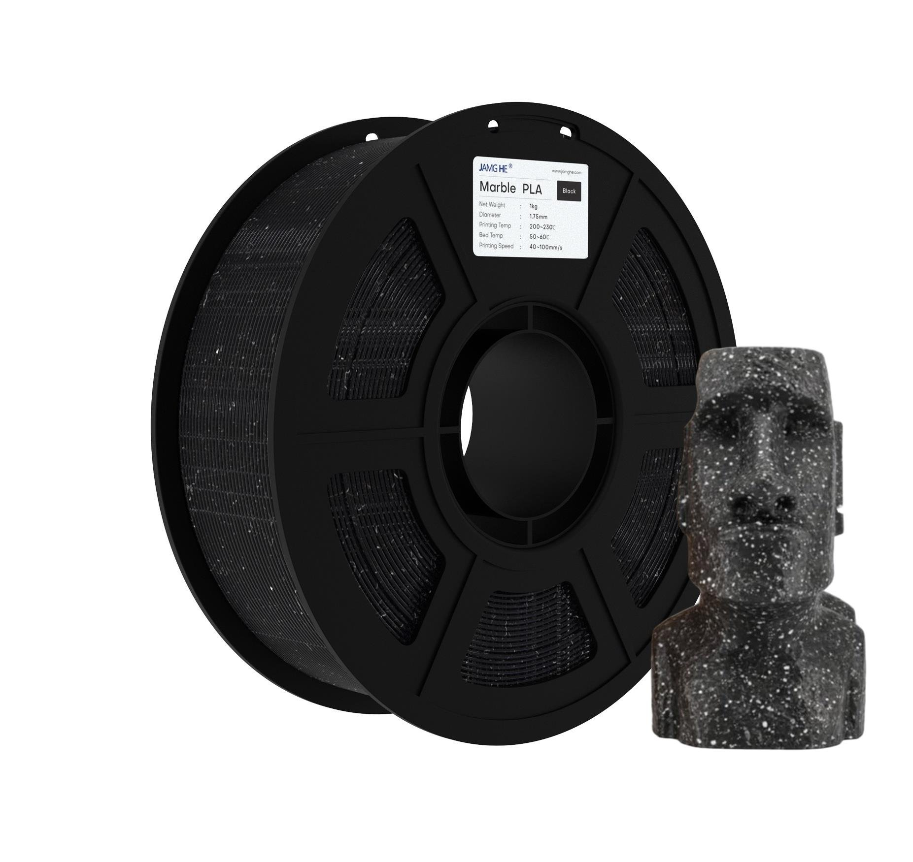 JAMG HE Marble PLA Mermer Siyah Filament 1.75mm 1Kg