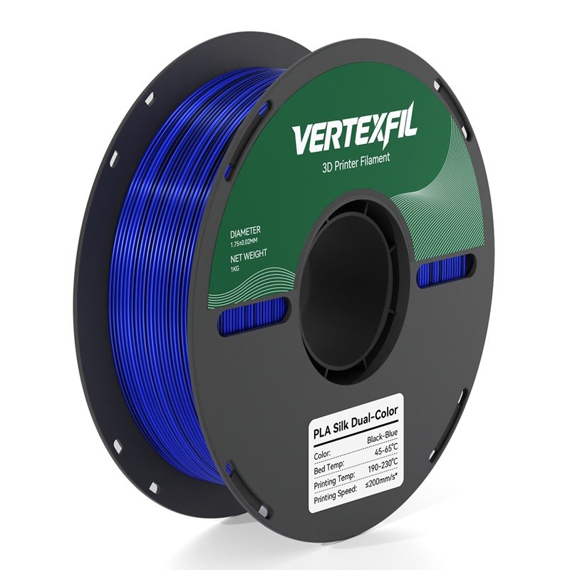 VERTEXFIL Çift Renkli Silk PLA Siyah Mavi Filament 1.75mm 1Kg