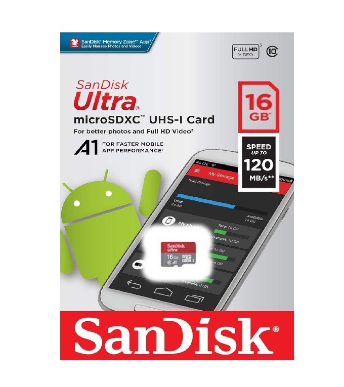 Sandisk Ultra 16Gb Class10 98MB/s MicroSD
