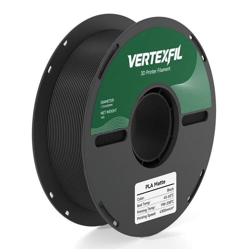 VERTEXFIL PLA Matte - Siyah Mat PLA Filament 1.75mm 1Kg