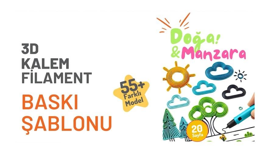 3D Kalem Filament 1.75m PLA Doğa Manzara Şablon Seti