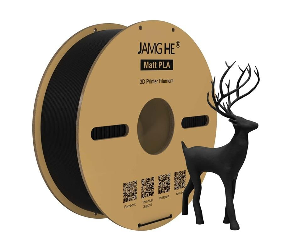 JAMG HE Matt PLA - Mat PLA Filament Siyah 1.75mm 1Kg