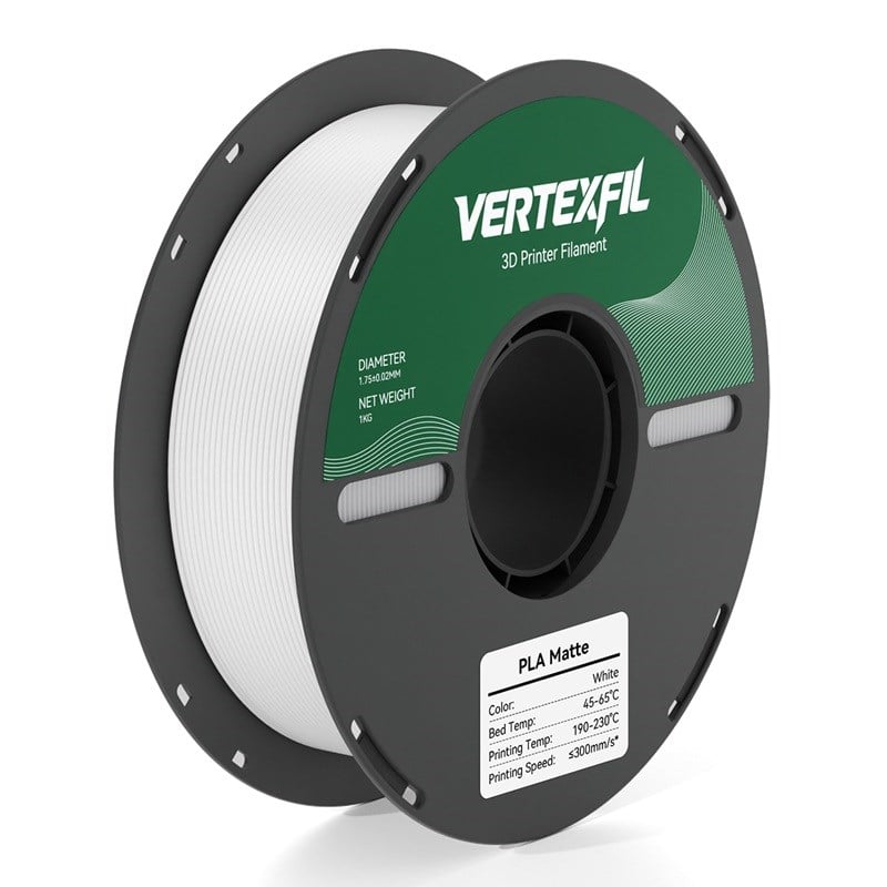 VERTEXFIL PLA Matte - Beyaz Mat PLA Filament 1.75mm 1Kg