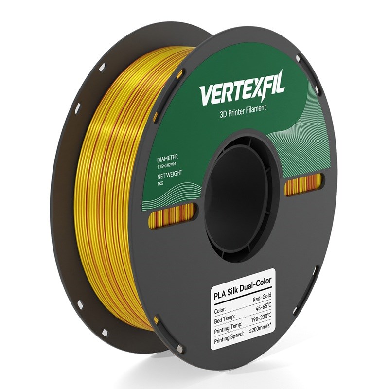 VERTEXFIL Çift Renkli Silk PLA Kırmızı Altın Filament 1.75mm 1Kg