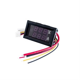 Dijital Panel Volt-Ampermetre DC  0-100V-10Amper Kırmızı - Mavi