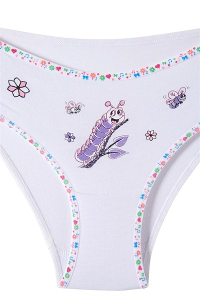 Tutku  Kız Çocuk Elastanlı Önü Baskılı Slip Külot TKC0832