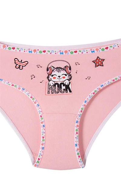 Tutku  Kız Çocuk Elastanlı Önü Baskılı Slip Külot TKC0832