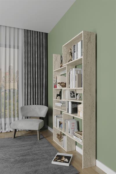 Aden Flat Dekoratif Kitaplık Dekoratif Kitaplık - Traverten Desen