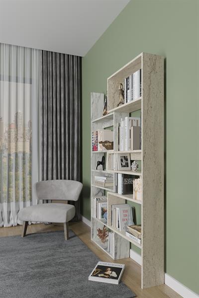 Aden Flat Dekoratif Kitaplık Dekoratif Kitaplık - Mermer & Traverten Desen