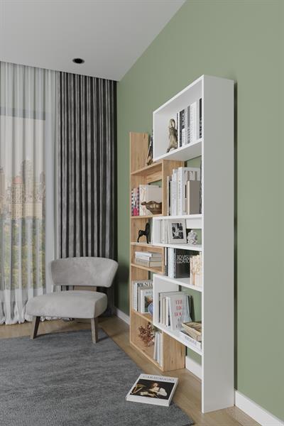 Aden Flat Dekoratif Kitaplık Dekoratif Kitaplık - Atlantik Çam & Beyaz