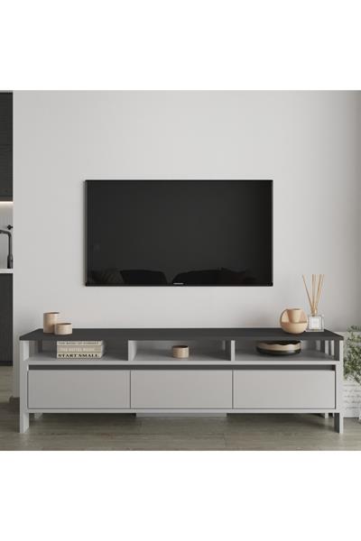 Atlas 3 Kapaklı Tv Ünitesi 160 cm - Antrasit & Sis Gri