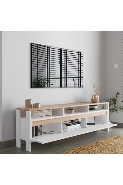 Atlas 3 Kapaklı Tv Ünitesi 160 cm - Atlantik Çam & Beyaz