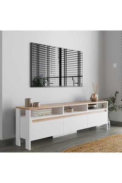 Atlas 3 Kapaklı Tv Ünitesi 160 cm - Atlantik Çam & Beyaz