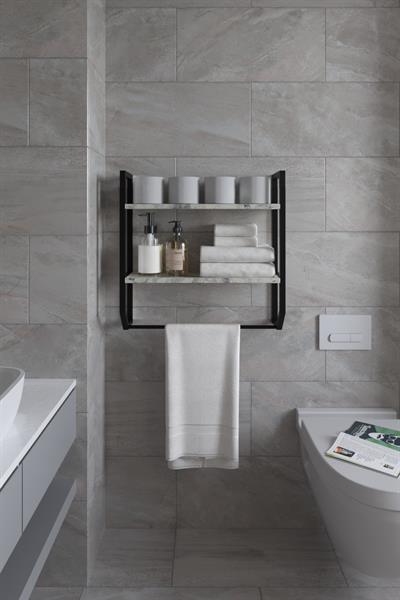 Aura Banyo Rafı Çok Amaçlı Düzenleyici Raf Ünitesi 90 cm - Mermer Desenli 
