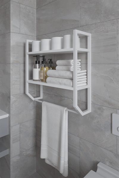Aura Banyo Rafı Çok Amaçlı Düzenleyici Raf Ünitesi 90 cm - Beyaz