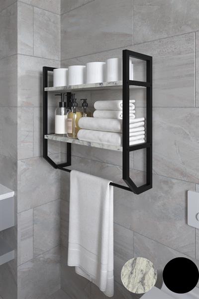 Aura Banyo Rafı Çok Amaçlı Düzenleyici Raf Ünitesi 90 cm - Mermer Desenli 