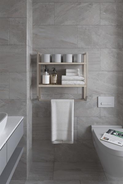 Aura Banyo Rafı Çok Amaçlı Düzenleyici Raf Ünitesi 90 cm - Traverten Desen