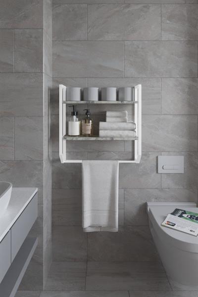 Aura Banyo Rafı Çok Amaçlı Düzenleyici Raf Ünitesi 90 cm - Mermer Desenli