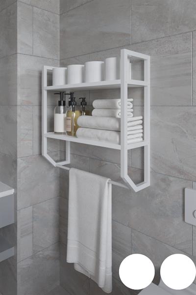 Aura Banyo Rafı Çok Amaçlı Düzenleyici Raf Ünitesi 90 cm - Beyaz