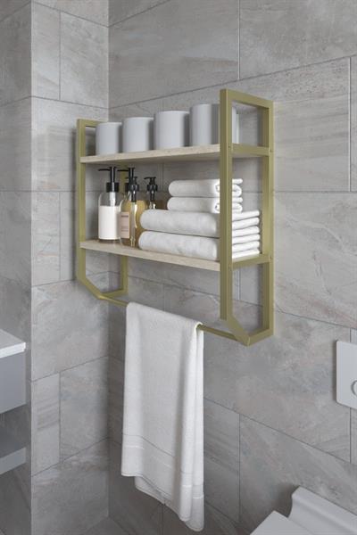 Aura Banyo Rafı Çok Amaçlı Düzenleyici Raf Ünitesi 90 cm - Traverten Desen