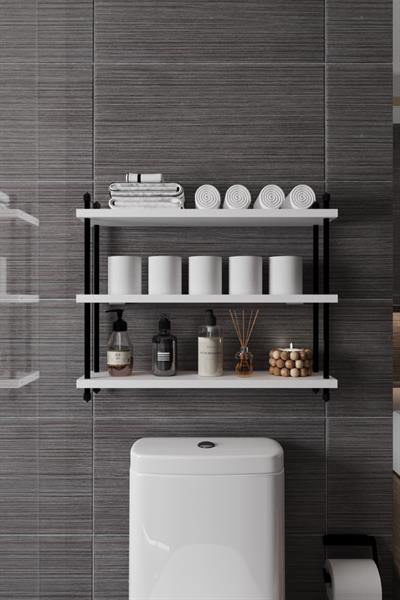 İnci Klozet Arkası Çok Amaçlı Banyo Düzenleyici Klozet Üstü Raf ve Organizatör 60 cm - Beyaz