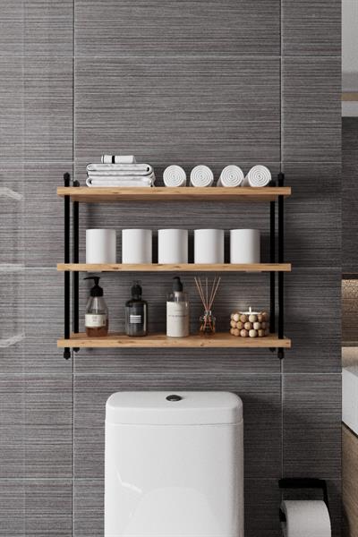 İnci Klozet Arkası Çok Amaçlı Banyo Düzenleyici Klozet Üstü Raf ve Organizatör 60 cm - Atlantik Çam