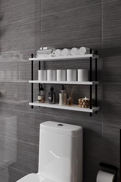 İnci Klozet Arkası Çok Amaçlı Banyo Düzenleyici Klozet Üstü Raf ve Organizatör 60 cm - Beyaz