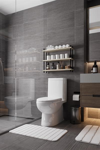 İnci Klozet Arkası Çok Amaçlı Banyo Düzenleyici Klozet Üstü Raf ve Organizatör 60 cm - Traverten Desen