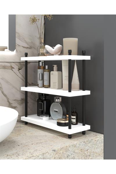 İnci Makyaj ve Banyo Bakım Ürünleri Organizeri Çok Amaçlı Düzenleyici Raf Ünitesi 40 cm - Beyaz