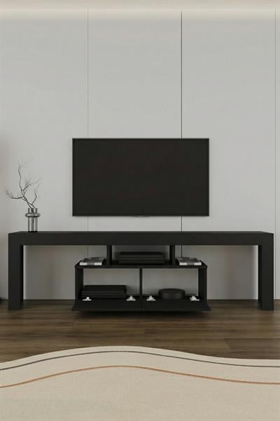 Loki 2 Kapaklı Raflı Tv Ünitesi 180 cm - Siyah
