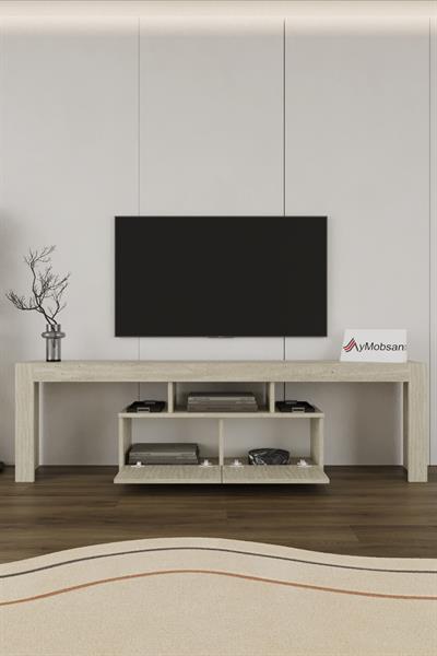 Loki 2 Kapaklı Raflı Tv Ünitesi 180 cm - Traverten Desenli