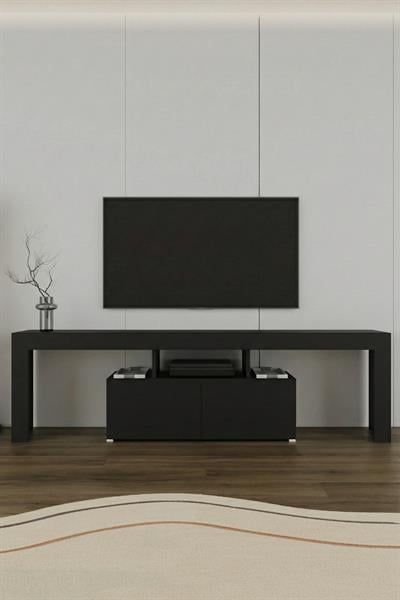 Loki 2 Kapaklı Raflı Tv Ünitesi 180 cm - Siyah