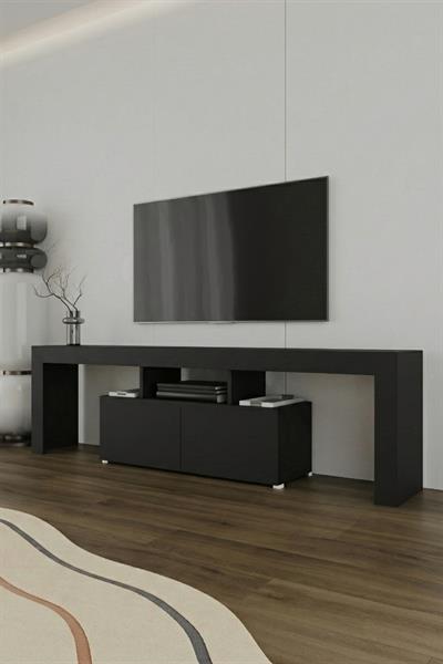 Loki 2 Kapaklı Raflı Tv Ünitesi 180 cm - Siyah