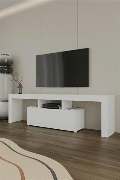 Loki 2 Kapaklı Raflı Tv Ünitesi 180 cm - Beyaz