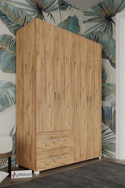Mavera 4 Kapaklı 2 Çekmeceli Gardrop 120 cm - Atlantik Çam