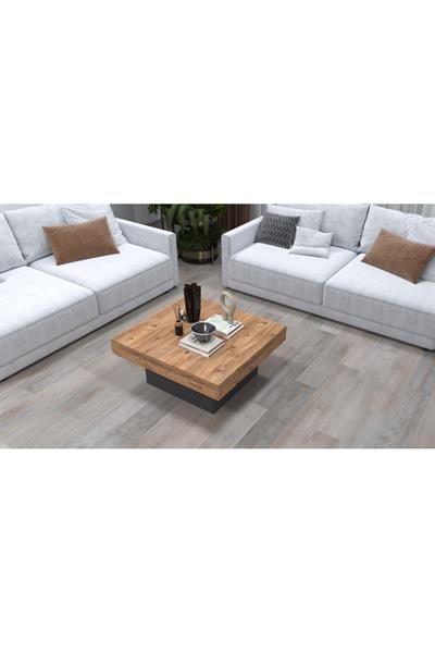 Medusa Kare Modern Orta Sehpa 80 cm - Atlantik Çam & Antrasit