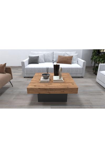 Medusa Kare Modern Orta Sehpa 80 cm - Atlantik Çam & Antrasit