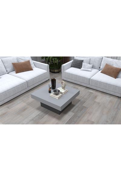 Medusa Kare Modern Orta Sehpa 80 cm - Sis Gri & Antrasit