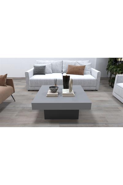 Medusa Kare Modern Orta Sehpa 80 cm - Sis Gri & Antrasit