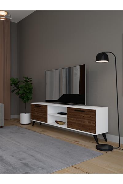 Monaco Düşer Kapaklı Tv Ünitesi 2 Kapaklı 180 cm - Atlantik Çam & Beyaz