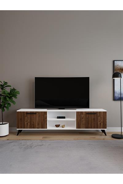 Monaco Düşer Kapaklı Tv Ünitesi 2 Kapaklı 180 cm - Atlantik Çam & Beyaz