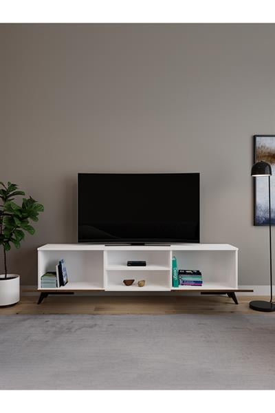 Monaco Düşer Kapaklı Tv Ünitesi 2 Kapaklı 180 cm - Atlantik Çam & Beyaz