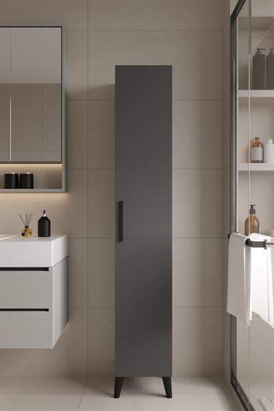 Mundo Tek Kapılı Banyo Dolabı Çok Amaçlı Dolap - Antrasit