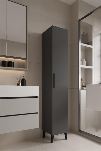 Mundo Tek Kapılı Banyo Dolabı Çok Amaçlı Dolap - Antrasit