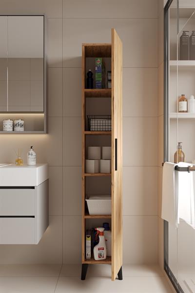 Mundo Tek Kapılı Banyo Dolabı Çok Amaçlı Dolap - Atlantik Çam