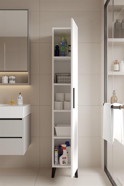 Mundo Tek Kapılı Banyo Dolabı Çok Amaçlı Dolap - Beyaz
