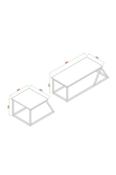 Prisma Orta Sehpa Metal Ayak Masa 2li Zigon Sehpa - Atlantik Çam