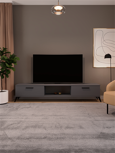 Sahra 2 Kapaklı Tv Ünitesi Ayaklı Modern Tv Sehpası 180 cm - Antrasit