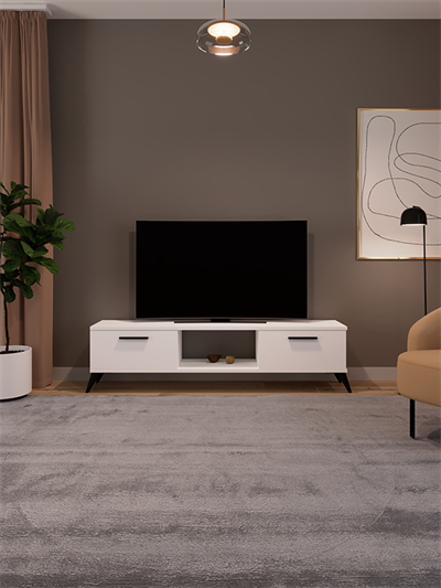 Sahra 2 Kapaklı Tv Ünitesi Ayaklı Modern Tv Sehpası 140 cm - Beyaz