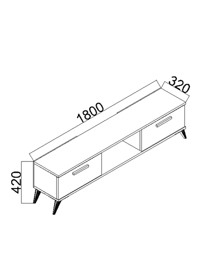 Sahra 2 Kapaklı Tv Ünitesi Ayaklı Modern Tv Sehpası 180 cm - Beyaz